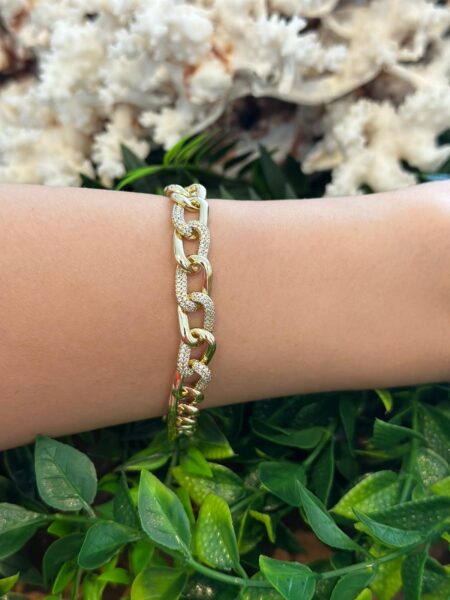 14K Altın Kaplama Pave Chain Bileklik
